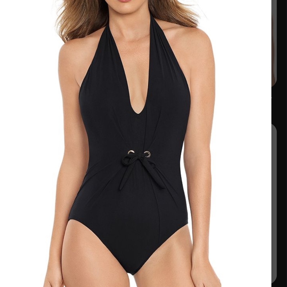 AMORESSA by MIRACLESUIT Solar Jupiter Halter One Piece Black Swimsuit Size 8